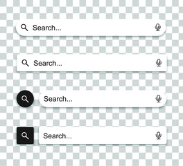 Poster - Search bar. Web UI elements for browsers with text field and search button, mobile application graphic elements collection. Vector set computer illustration searched navigator on transparent