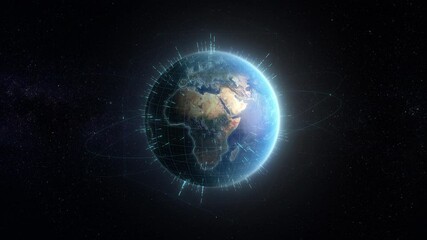 modern satellite network over earth surface