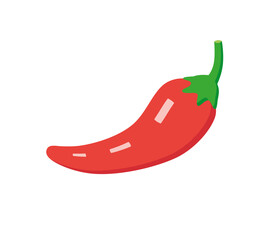 Wall Mural - Red chili pepper isolated cartoon flat vector icon