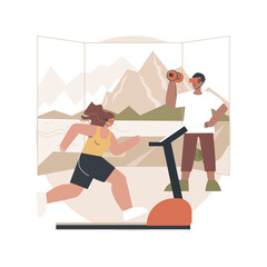 Poster - VR fitness gym abstract concept vector illustration. Virtual reality training system, new fitness technology, enjoy your workout, new way to get fit, full immersion experience abstract metaphor.