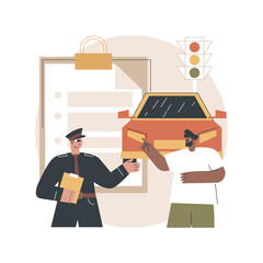 Poster - Traffic fine abstract concept vector illustration. Traffic law violation, speeding fine ticket, pay online, driving rules offence, speed control, red light camera, stop sign abstract metaphor.