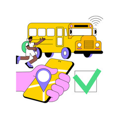 Poster - school bus tracking system abstract concept vector illustration. bus tracking application, school sm