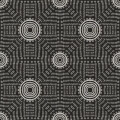 Poster - Seamless black white woven cloth circle linen texture. Two tone monochrome pattern background. Modern textile weave effect. Masculine dotted spot repeat jpg print. 