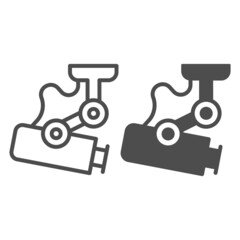 Poster - Ceiling outdoor surveillance camera, property protection line and solid icon, CCTV concept, cam vector sign on white background, outline style icon for mobile concept and web design. Vector graphics.