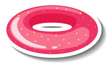 A Sticker Template With Pink Dotted Swimming Ring