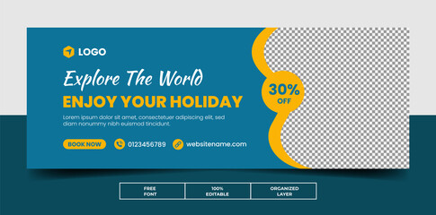 travel social media cover web banner template for tour holiday vacation.