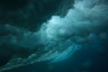 Wall Mural - wave breaking viewed from underwater