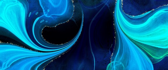 Wall Mural - elegan clear abstract alcohol ink marble background, dark canvas with coloured liquified texture wit
