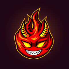 Wall Mural - devil fire horned , mascot vector illustration