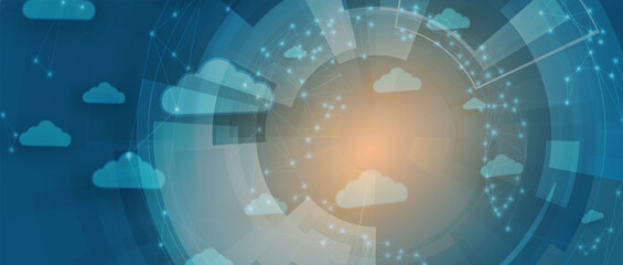 Cloud technology. Integrated digital web concept background