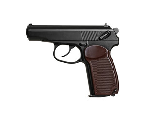 Wall Mural - Standard handgun on grey background. Semi-automatic pistol