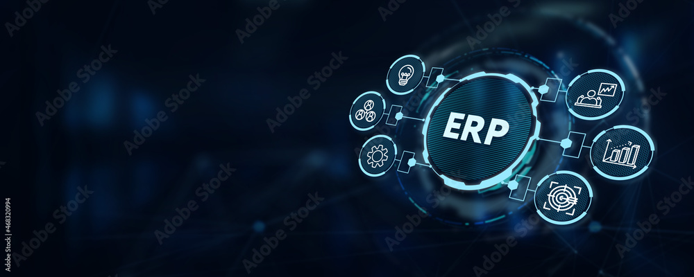 Business, Technology, Internet and network concept. Enterprise resource planning ERP concept. 3d illustration