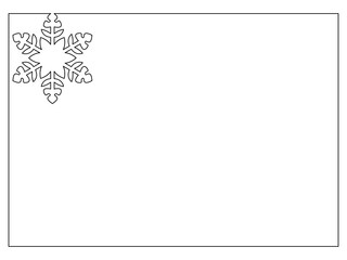 Wall Mural - Christmas frame with snowflake pattern, continuous line. Vector illustration, isolated on white background.