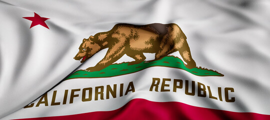 Wall Mural - Waving flag concept. National flag of the US State of California. Waving background. 3D rendering.