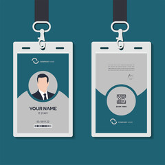 Wall Mural - modern identity card design for corporate with mockup. minimal blue ID card design
