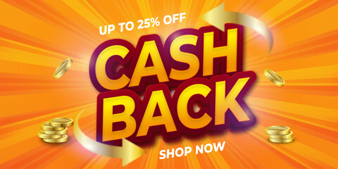 Editable text effect Cash back text 3d style suitable for banner promotion