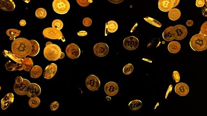 Poster - Popular digital gold for crypto 3d render investments. Blockchain based coins. Mining as modern business. Online payments with cryptocurrency for various transactions.