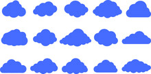 Blue Clouds. White Background. Banner Icons. Design Elements, Collection Of Blue Clouds 