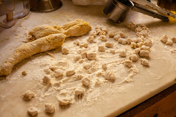 Sticker - Table in the process of preparing gnocchi dumpling at home