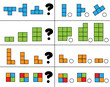 What comes next educational children game. Kids logic activity with geometric shapes, continue the row