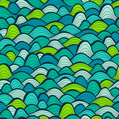 Wall Mural - Colorful bright pattern with hand drawn waves