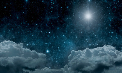Wall Mural - the star shines over the manger of christmas of jesus christ.
