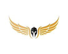 Simple Spartan Helmet With Abstract Spread Wings