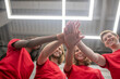 © zinkevych - Young people in red tshirts looking joyful and happy