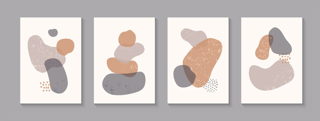 Wall Mural - vector set of abstract minimal wall art posters. trendy pictures with abstract organic shapes