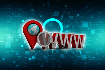 Poster - 3d rendering Red map pointer with www