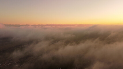 Sticker - Beautiful sunset above the clouds.