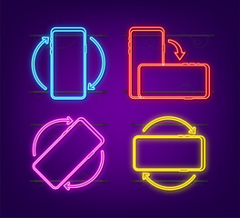 Poster - Rotate smartphone isolated icon. Neon icon. Device rotation symbol. Turn your device. Vector illustration