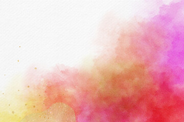 Wall Mural - bright pink watercolor abstract background with gold elements