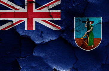 Wall Mural - flag of Montserrat painted on cracked wall