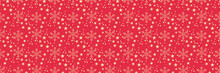 Bright Background Pattern With Abstract Ornament Of Stars On A Red Background For Your Design. Seamless Background For Wallpaper, Textures. Vector Illustration.