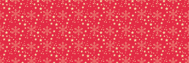 Wall Mural - Bright background pattern with abstract ornament of stars on a red background for your design. Seamless background for wallpaper, textures. Vector illustration.