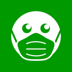 Wall Mural - Wear a Mask Warning Sign Showing a Face with a Facemask Icon. Vector Image.