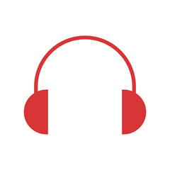 Poster - Headphones vector icon. Red symbol