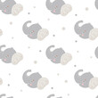 Seamless childish pattern with cute elephant.Scandinavian grey texture for fabric, wallpaper, nursery, baby shower, wrapping paper, textile.Animals in the jungle vector illustration.Kids simple print.