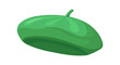 Cartoon green beret. Headdress for artists job, vector illustration