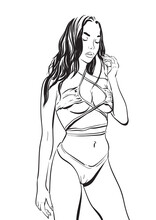 Sexy Woman In Bikini Izolate Vector Illustration 10 Eps