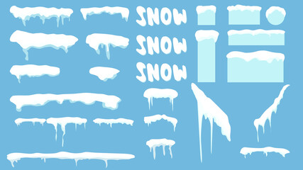 Wall Mural - Snow cap vector collection set in winter seasons isolated on white background , Vector illustration EPS 10