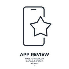 Wall Mural - App review and user feedback concept editable stroke outline icon isolated on white background flat vector illustration. Pixel perfect. 64 x 64.