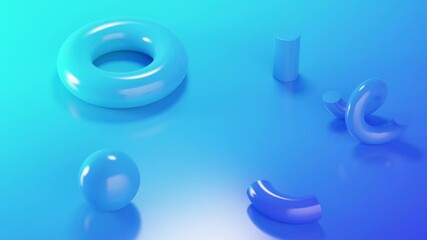 Poster - Abstract blue gradient background with geometric shapes. Minimal modern seamless motion design. Abstract loop animation