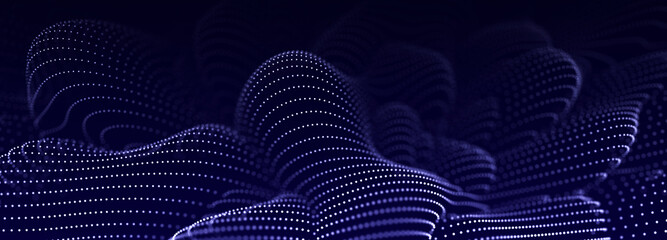 Poster - Abstract background of points. Cyber particles. Big data stream. 3d rendering