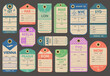 © WinWin - Vintage luggage tags, airport travel baggage labels. Old retro travel luggage tags, london, paris, new york and moscow tag vector illustration set. Travel luggage labels