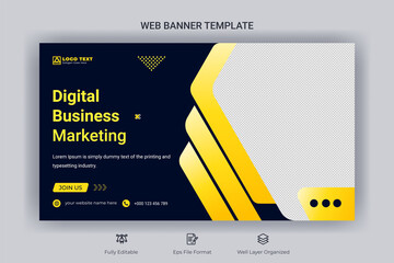 Wall Mural - Webinar business conference & digital creative marketing web banner and youtube thumbnail template