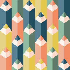 Seamless geometric pattern in a flat style with pencils. Vector design background.