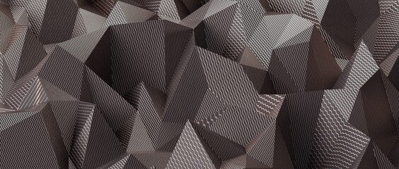 Poster - premium Low polygon shapes, black background, dark crystals, triangles mosaic, creative wallpaper, templates 3d design