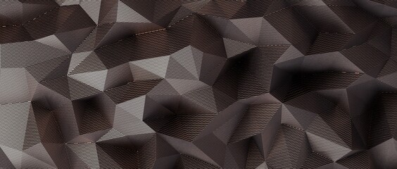 Poster - premium Low polygon shapes, black background, dark crystals, triangles mosaic, creative wallpaper, templates 3d design